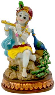 Krishna with Peacock 3.5"